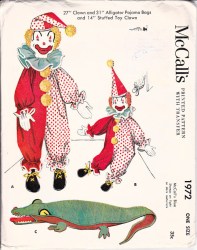 1972 1955 27'' CLOWN, 31'' GATOR PJ BAGS, 14'' CLOWN PATTERN